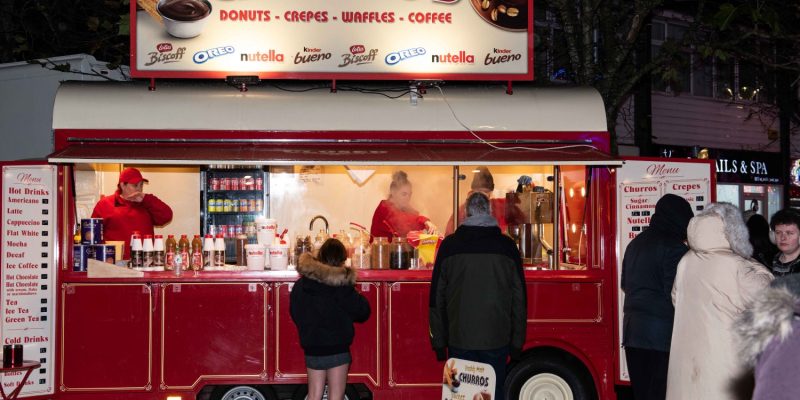 Food stall at the Christmas Lights Switch on